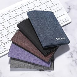 ultra thin canvas bifold card wallet