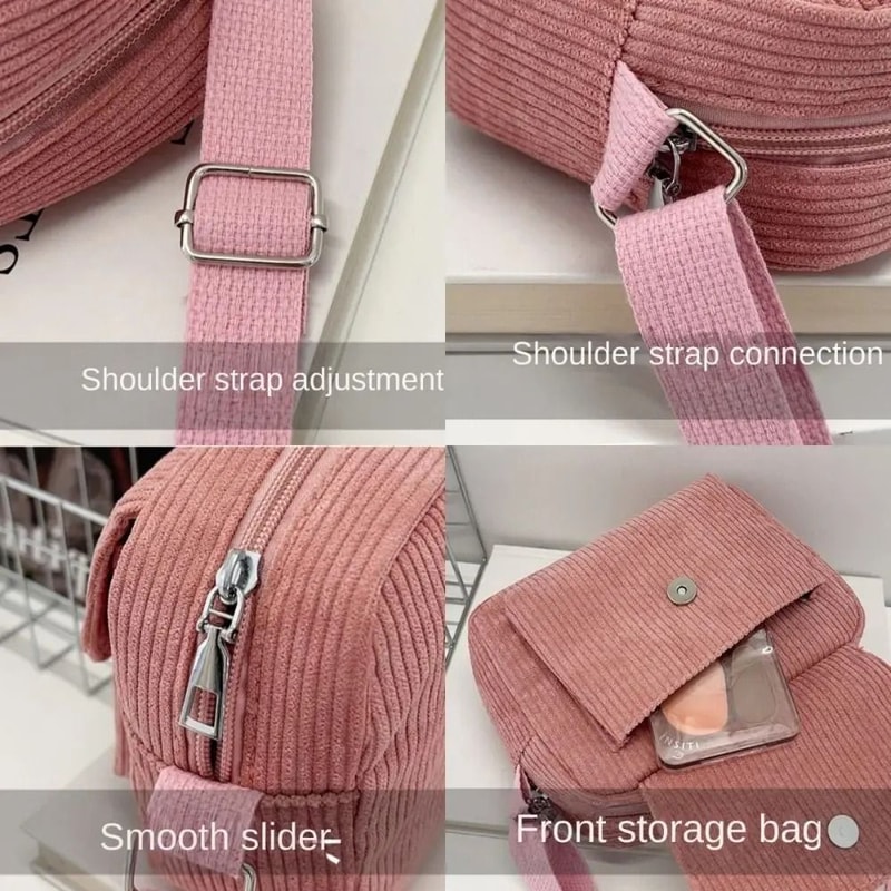 Simple Square Corduroy Crossbody Bag 3