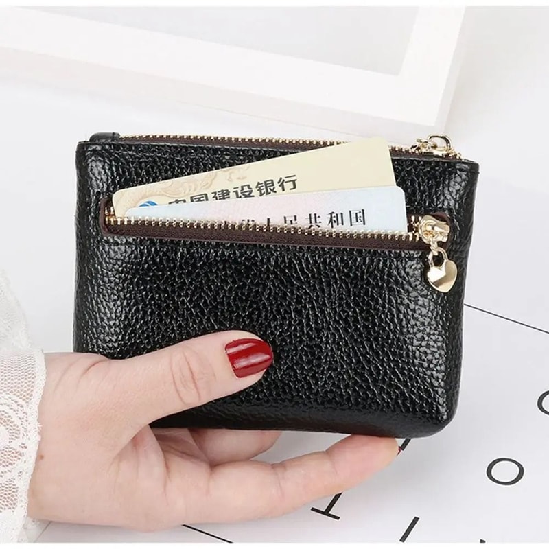 Double Zipper Heart Detail Mini Coin Purse 3