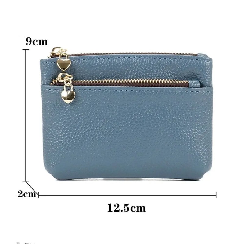 Double Zipper Heart Detail Mini Coin Purse 5