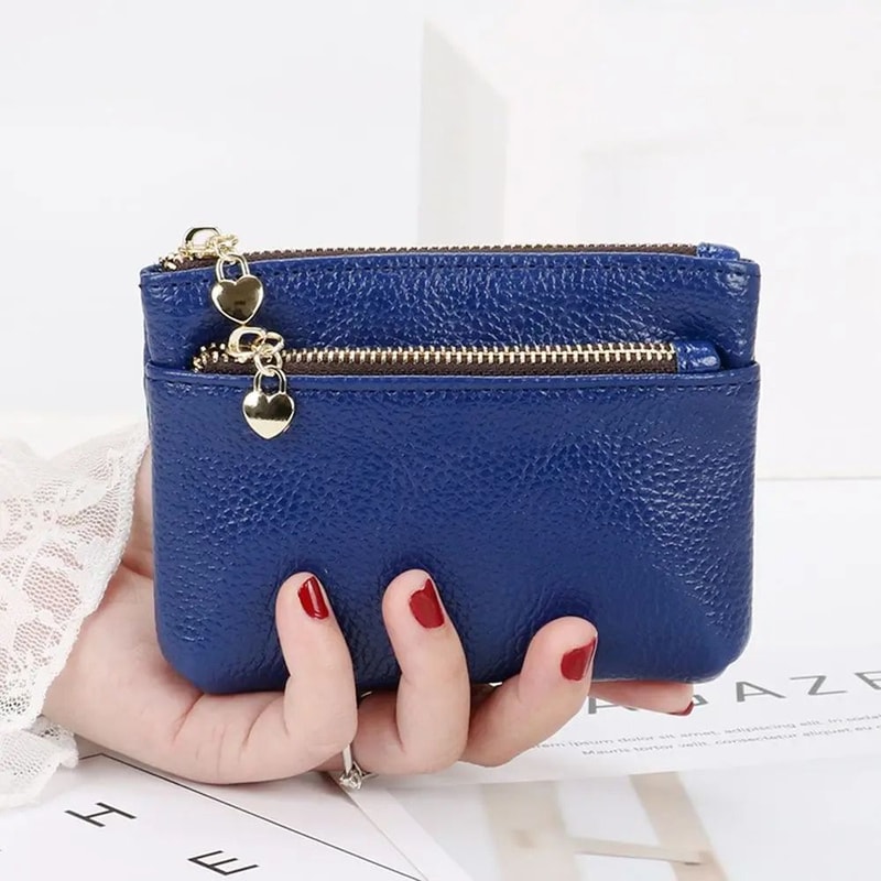 Double Zipper Heart Detail Mini Coin Purse 9