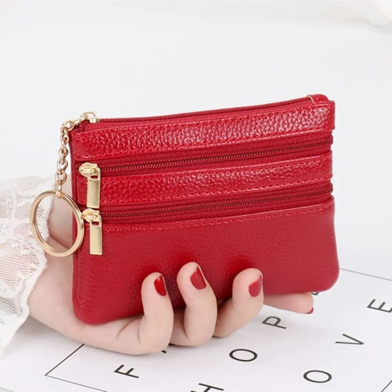 Double Zipper Heart Detail Mini Coin Purse 15