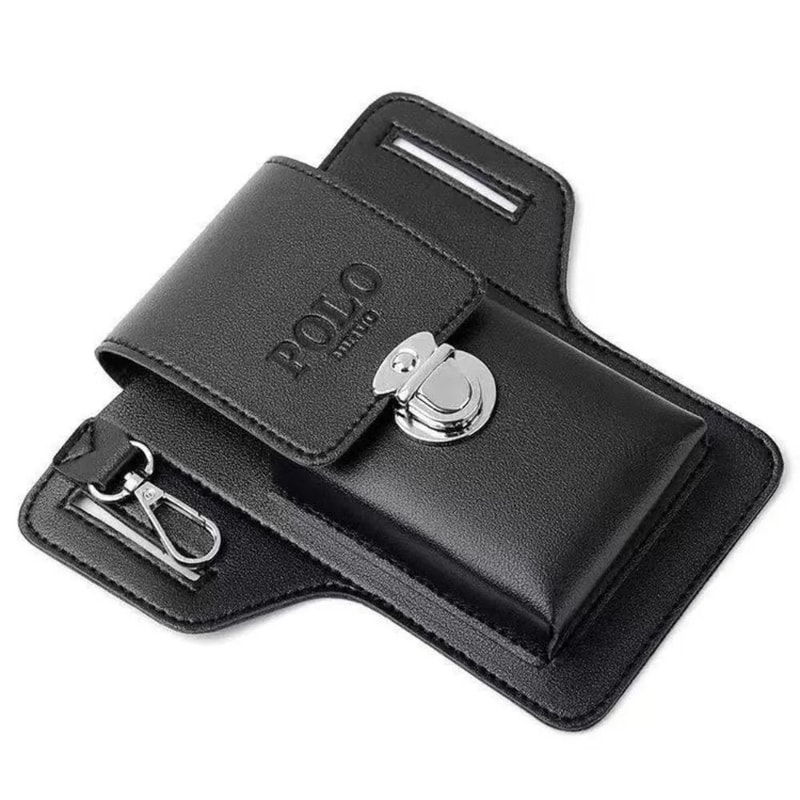 Mens Vertical PU Leather Belt Waistpack 8