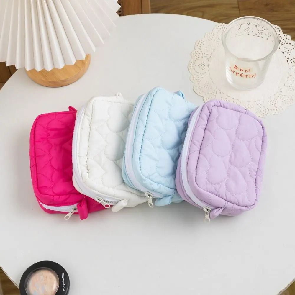 Cute Heart Quilted Mini Cosmetic Pouch 1