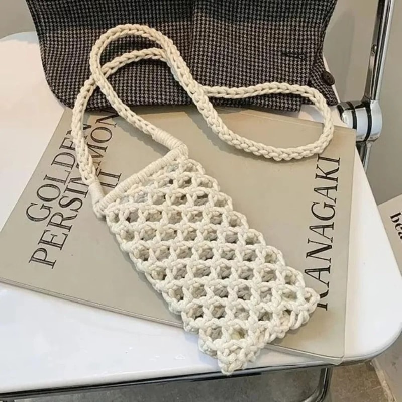 Hollow Out Woven Crochet Phone Crossbody Bag 6