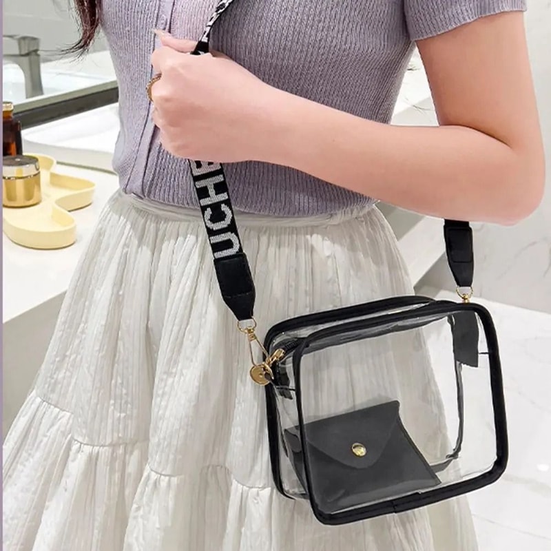 Womens Transparent Jelly Crossbody Bag Set 0