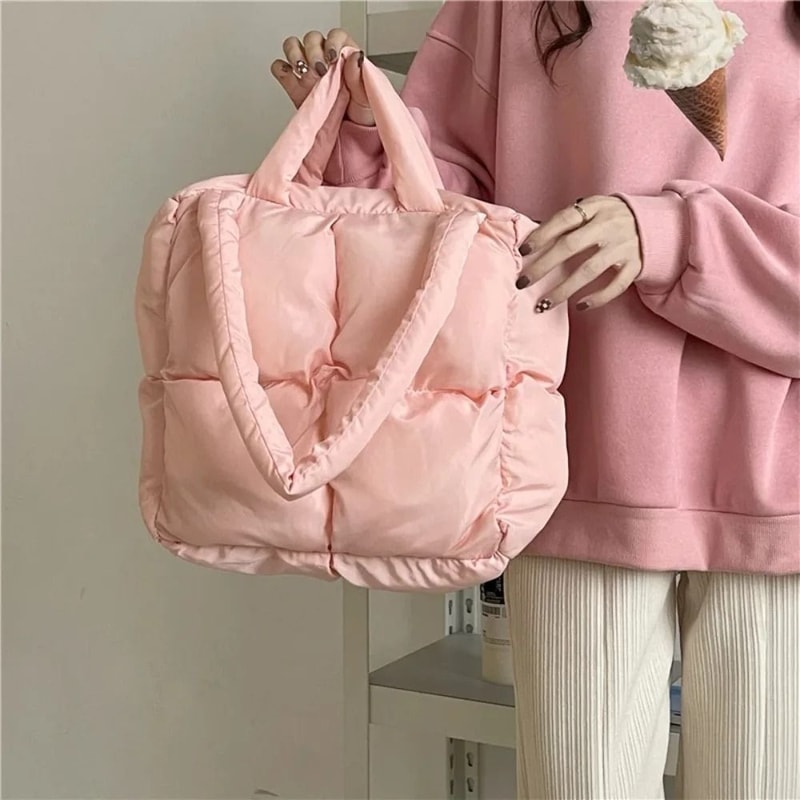 Large Capacity Puffy Quilted Shoulder Tote 2