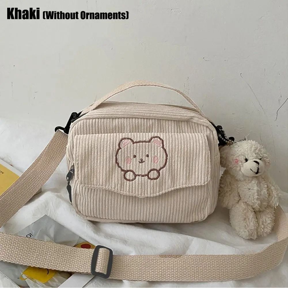 Personalized Cute Bear Embroidered Corduroy Bag 6