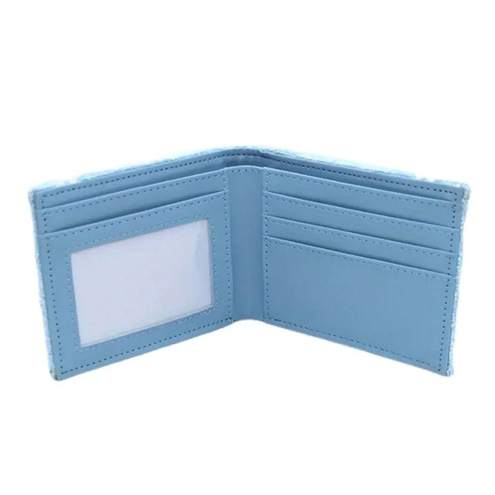 Cute Blue Towel Fabric And PU Leather Short Wallet 2
