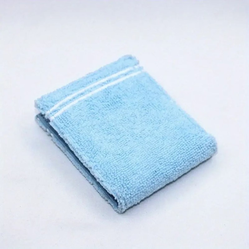 Cute Blue Towel Fabric And PU Leather Short Wallet 3