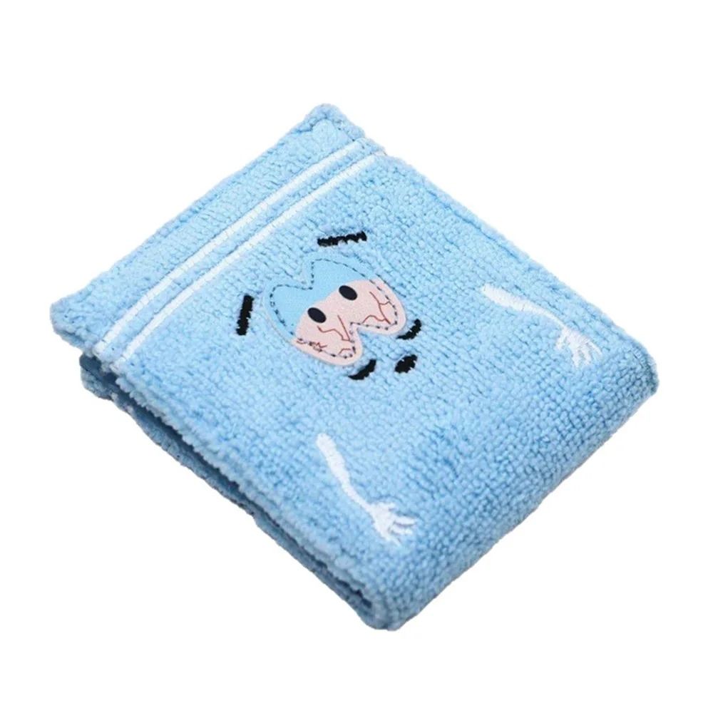 Cute Blue Towel Fabric And PU Leather Short Wallet 6