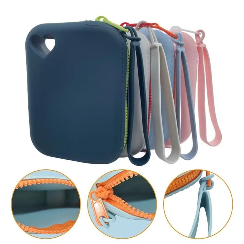 Portable Solid Color Silicone Coin And Earphone Purse 3