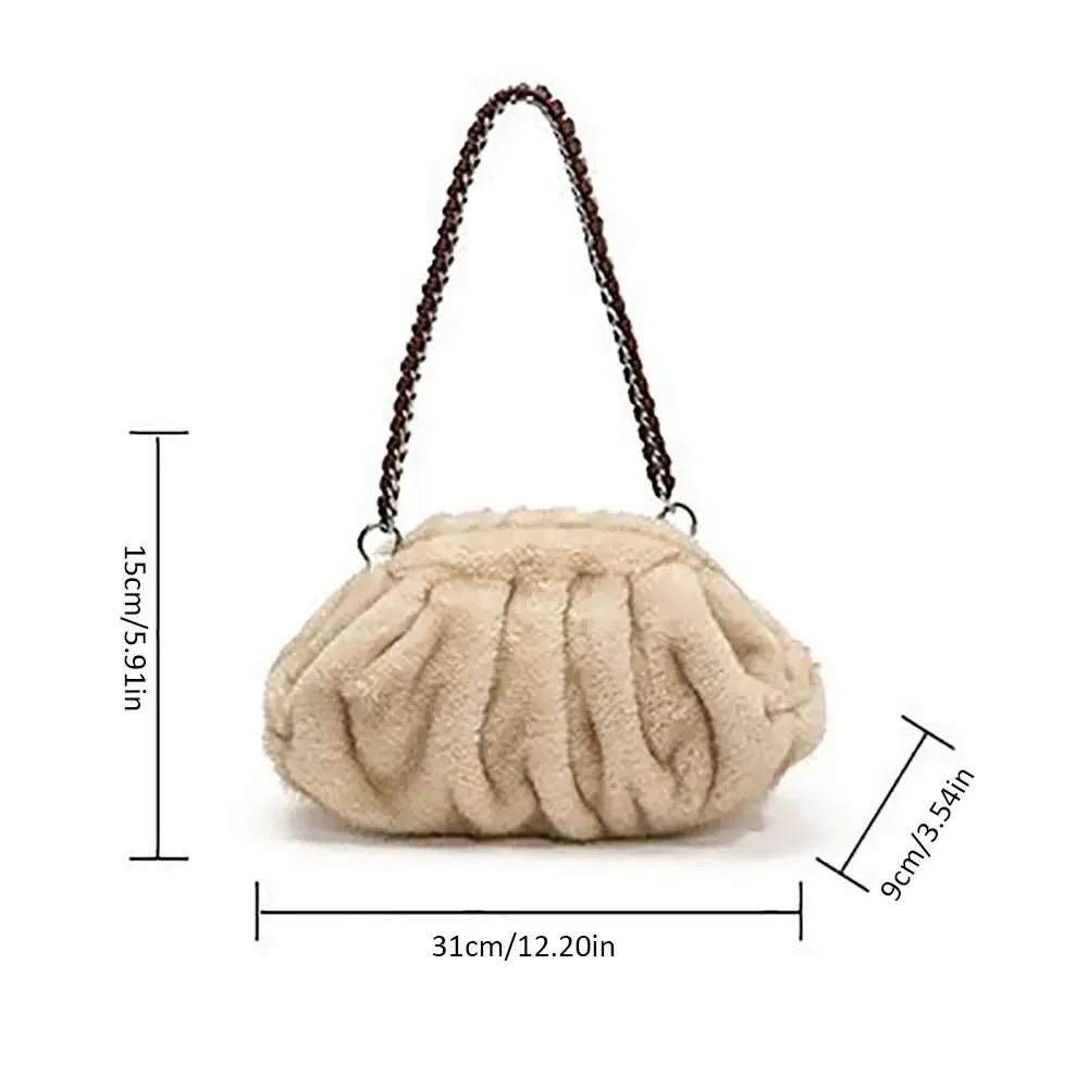 Trendy Soft Faux Fur Pleated Hobo Bag 5