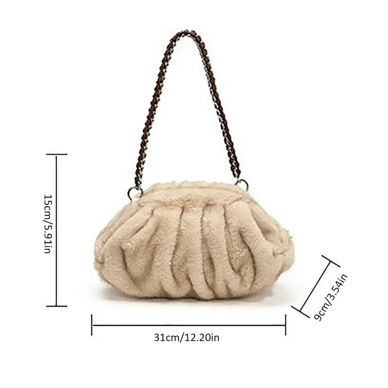 Trendy Soft Faux Fur Pleated Hobo Bag 5