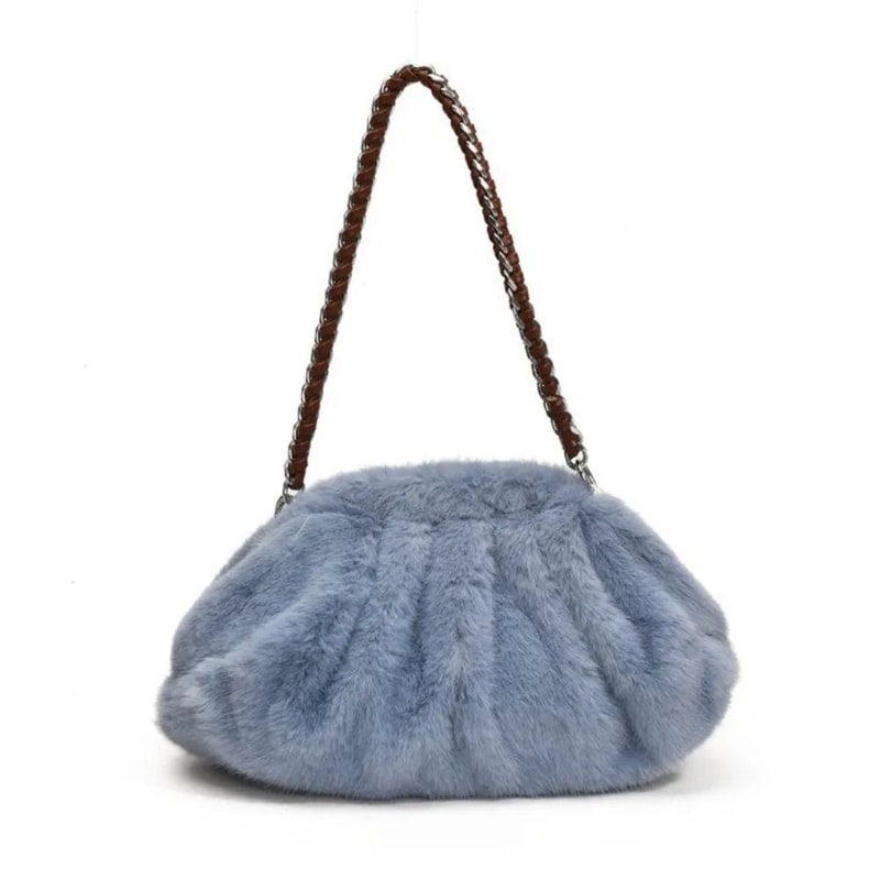 Trendy Soft Faux Fur Pleated Hobo Bag 6