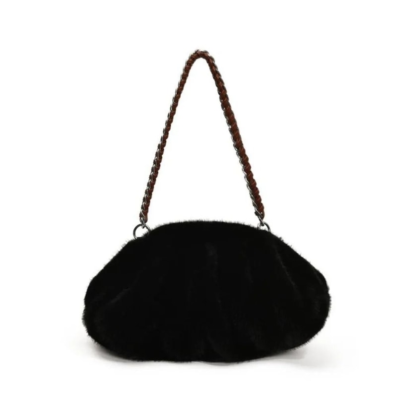Trendy Soft Faux Fur Pleated Hobo Bag 7