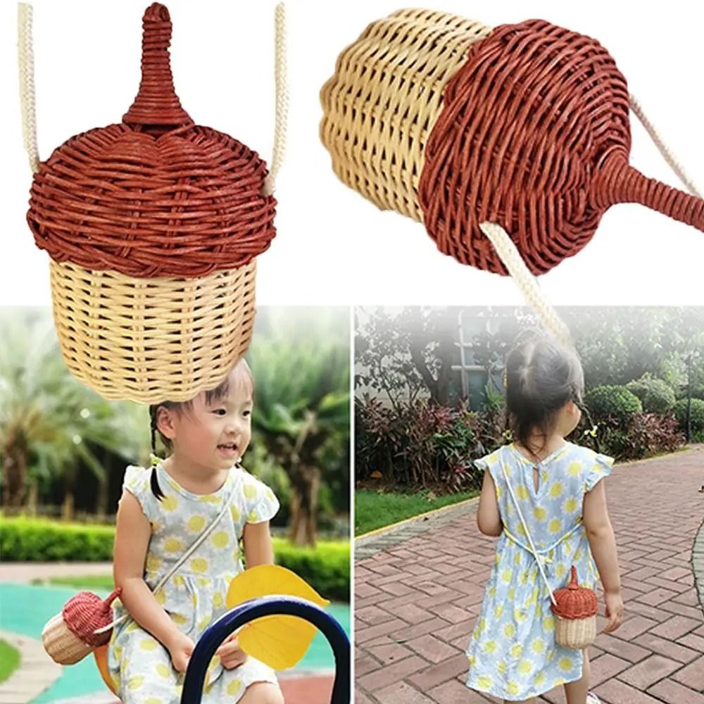 Creative Woven Pinecone Rattan Crossbody Bag 4
