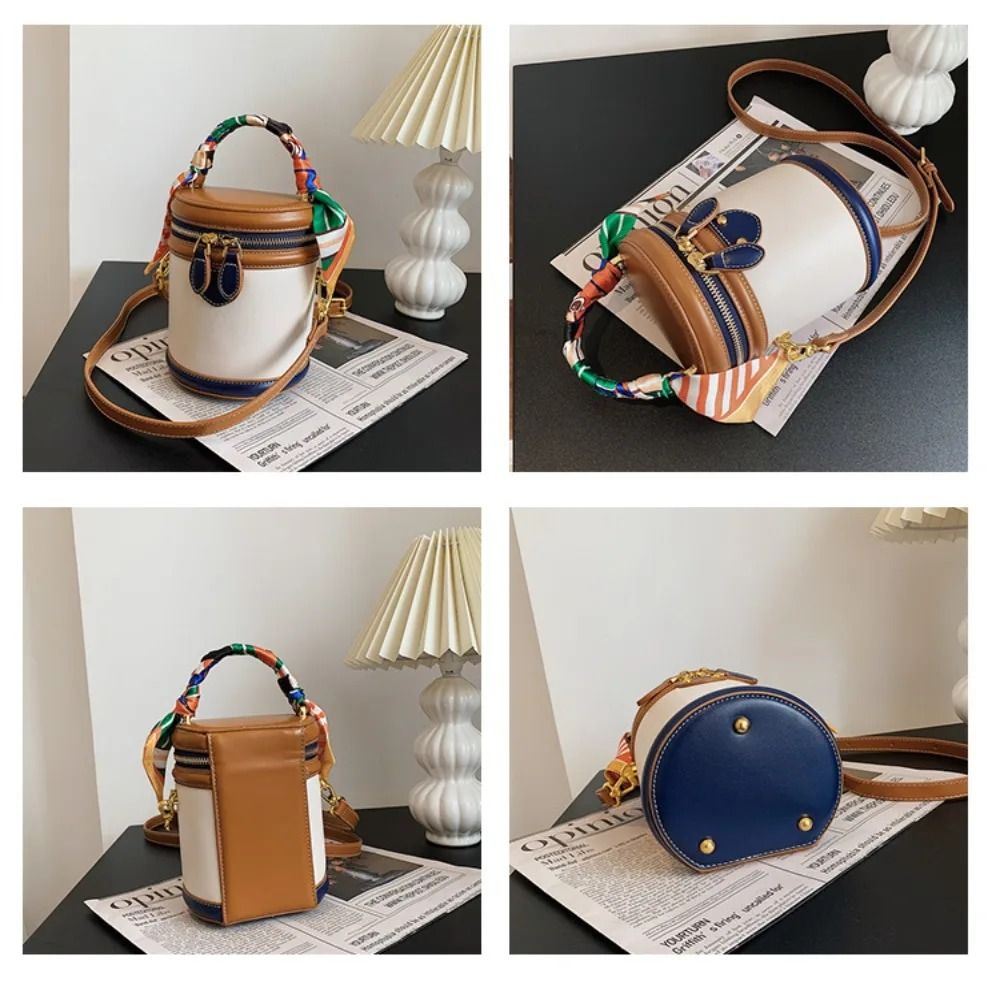 Exquisite Cylinder PU Leather Bucket Bag 5