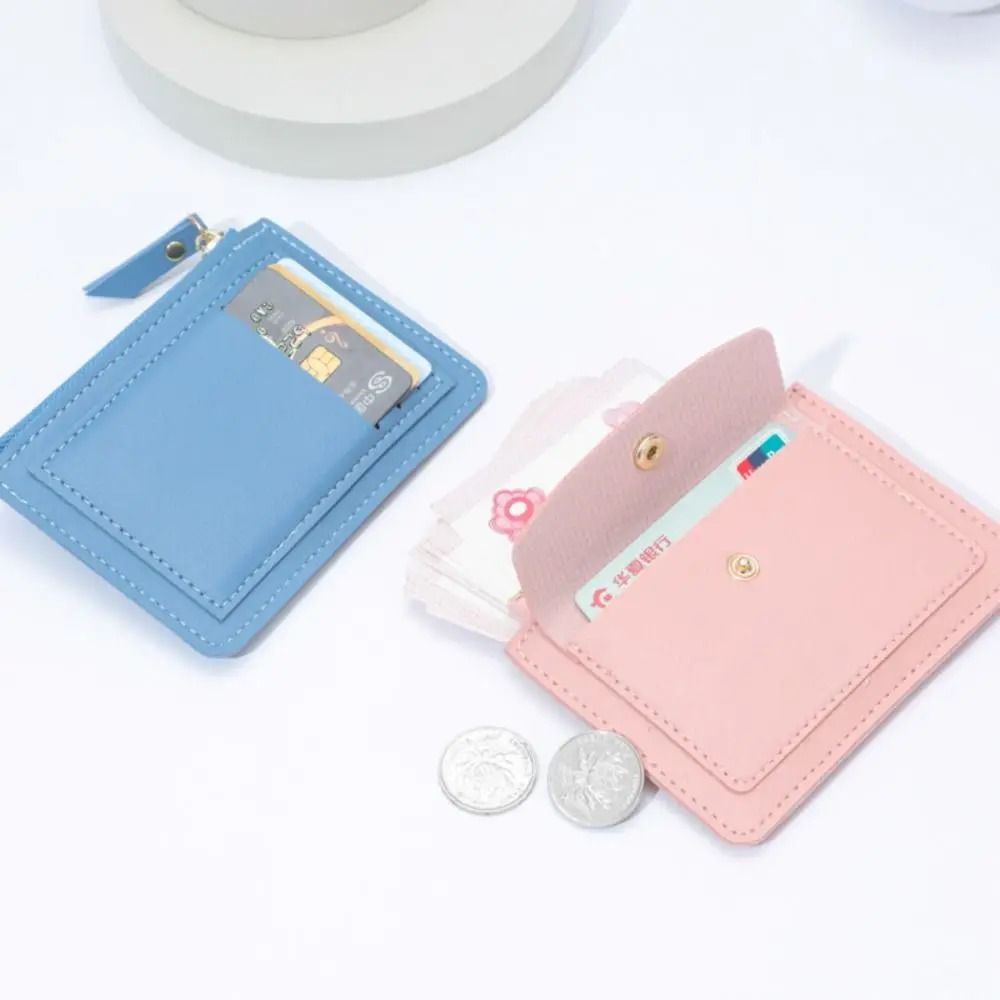 Simple Solid Color PU Leather Multi Card Wallet 3