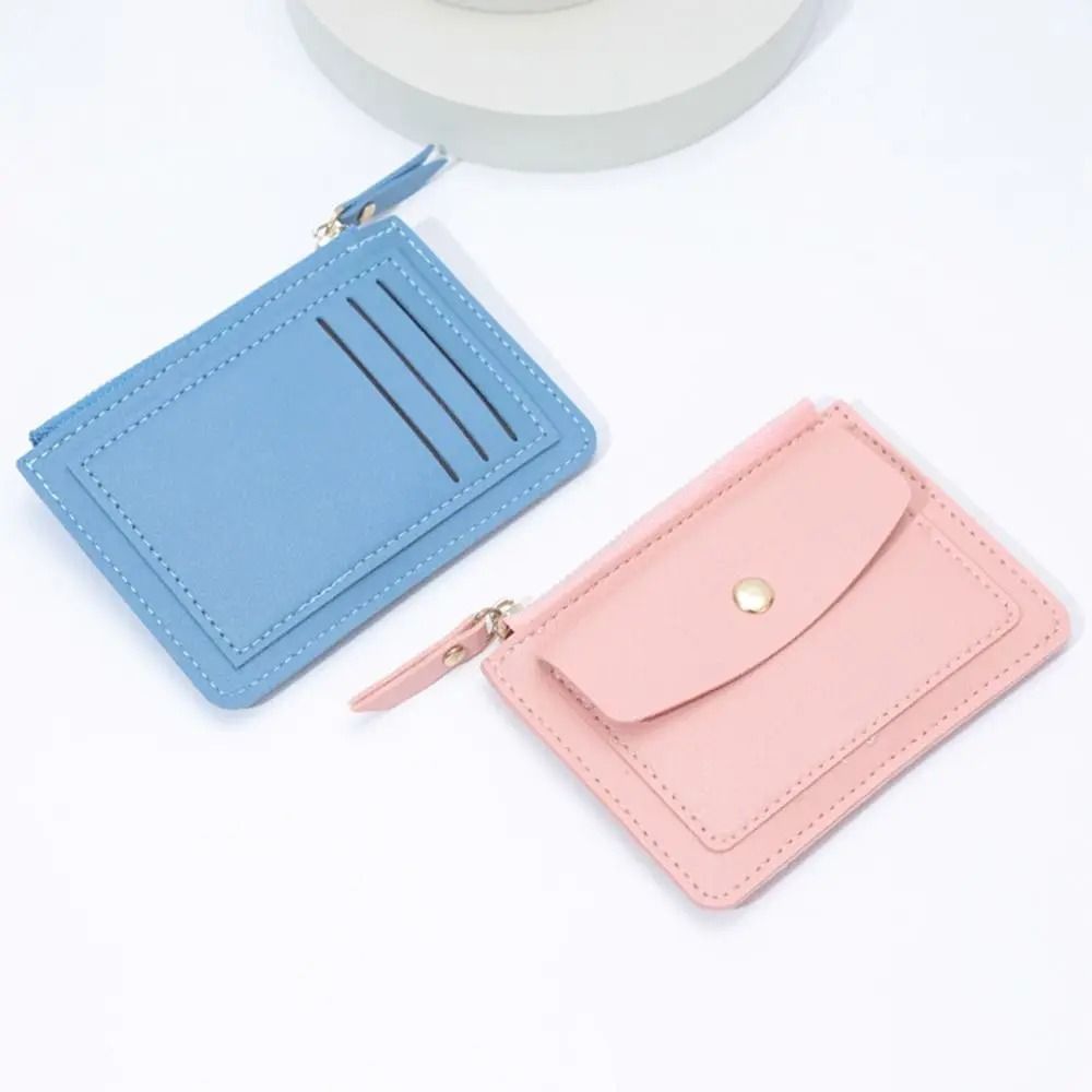 Simple Solid Color PU Leather Multi Card Wallet 4