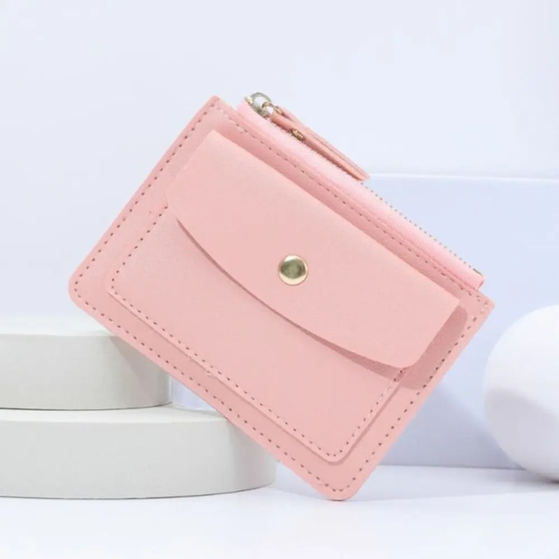 Simple Solid Color PU Leather Multi Card Wallet 6