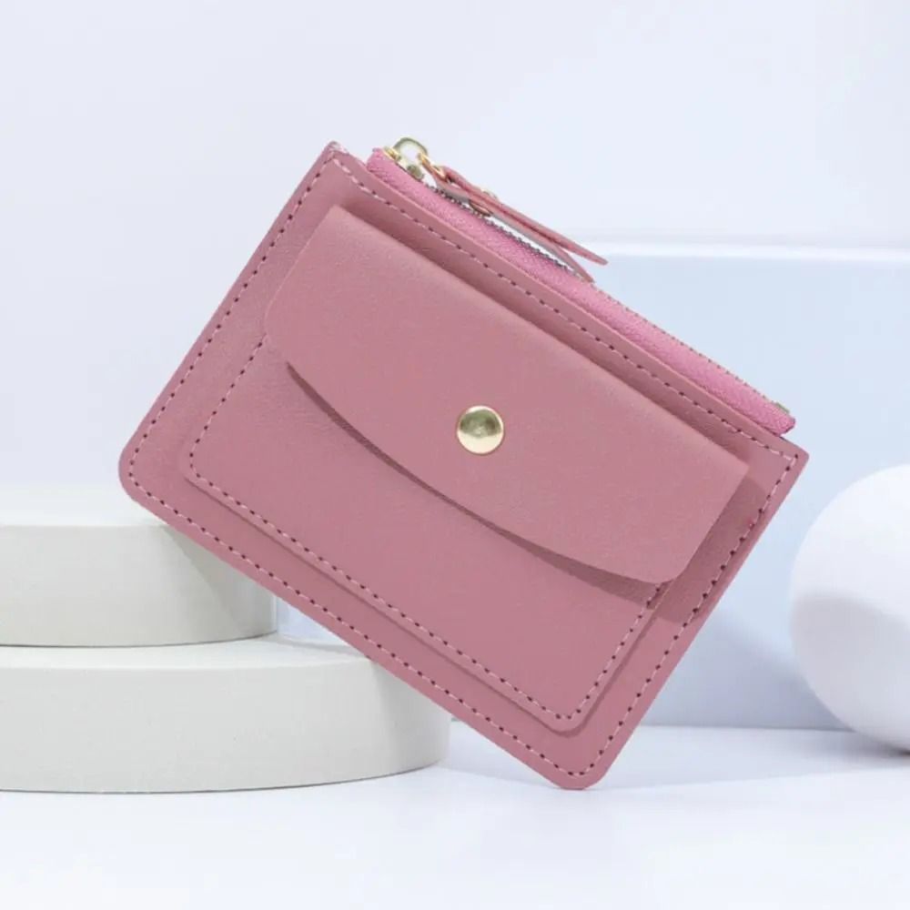 Simple Solid Color PU Leather Multi Card Wallet 8