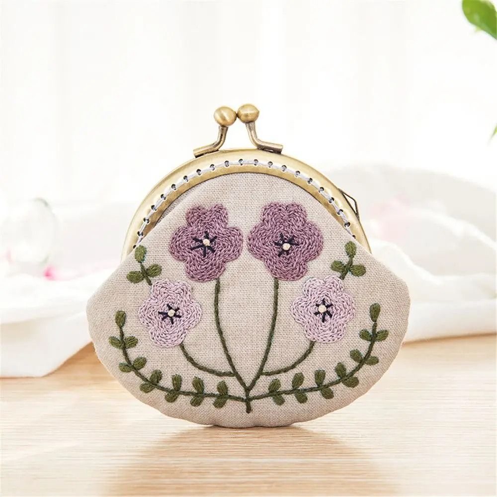 Handmade Flowers And Bird Embroidered DIY Coin Purse Kit 12