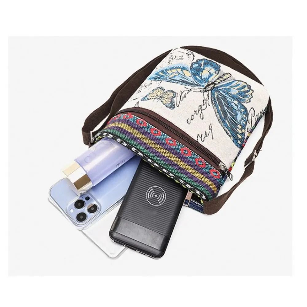 Vintage Ethnic Butterfly Canvas Messenger Bag 5