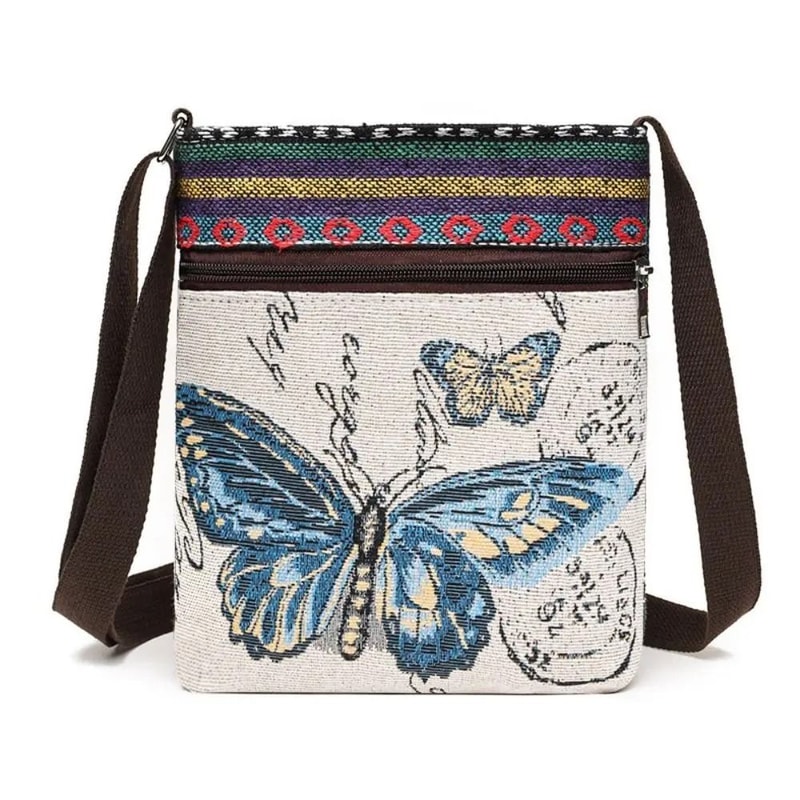 Vintage Ethnic Butterfly Canvas Messenger Bag 7