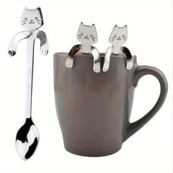 lovely cat shape stainless steel coffee and dessert spoon