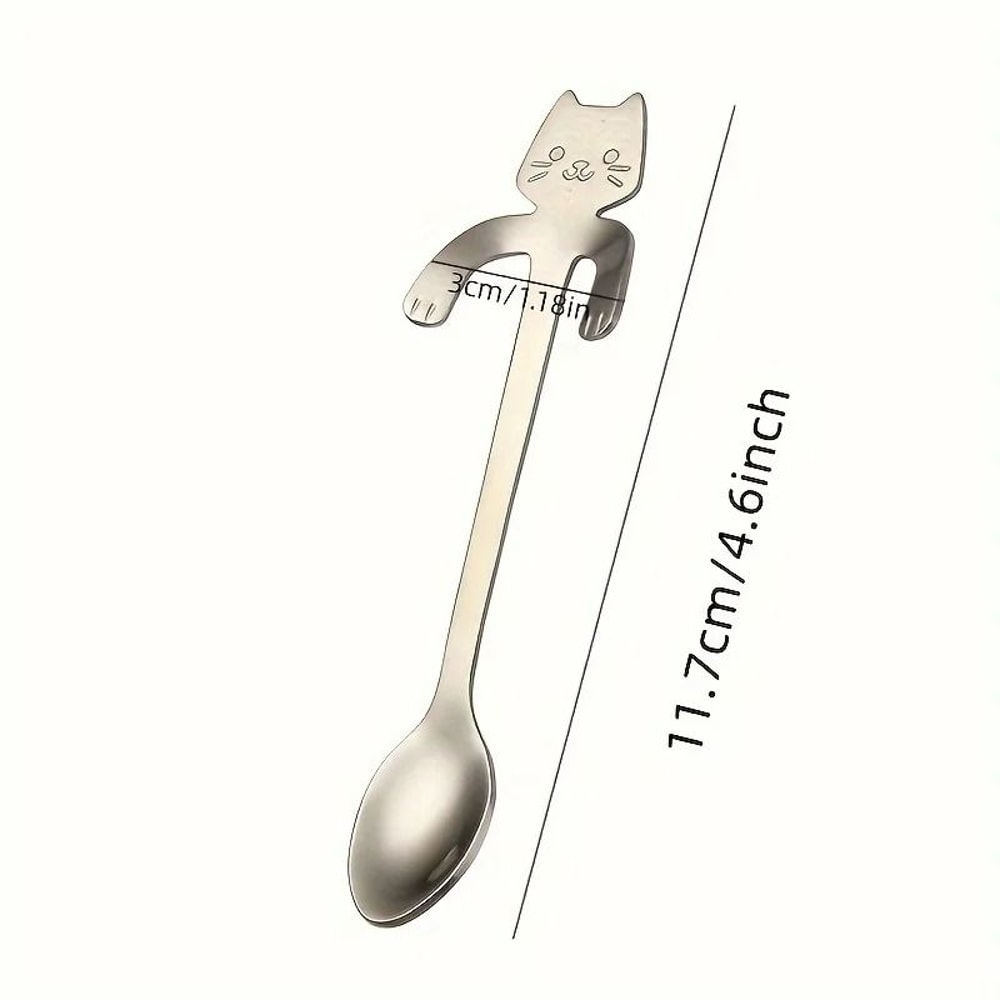 Lovely Cat Shape Stainless Steel Coffee And Dessert Spoon 2