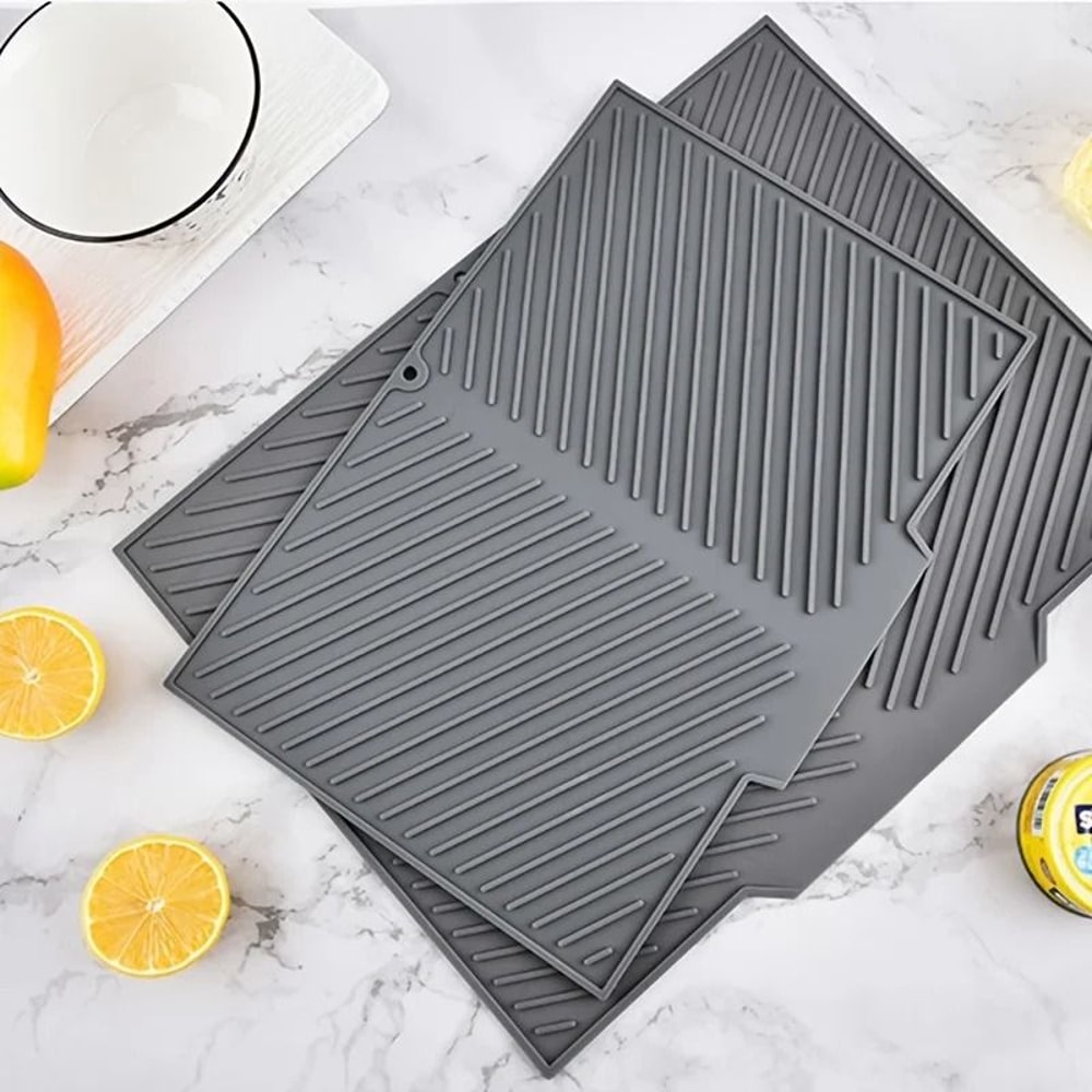 Non Slip Silicone Dish Drying Mat With Drainage Outlet 3