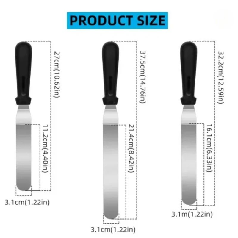 3 Piece Stainless Steel Offset Cake Spatula Set 3