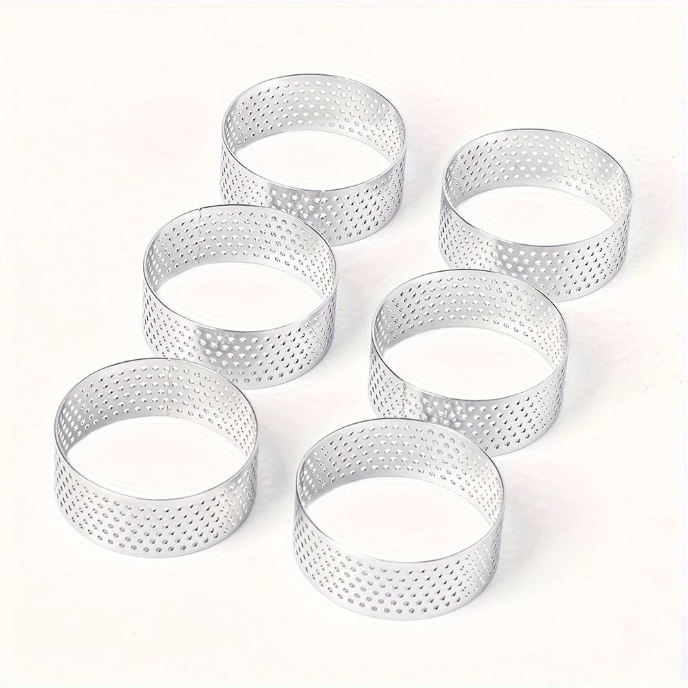 6 Piece Perforated Stainless Steel Tart Ring Set 5