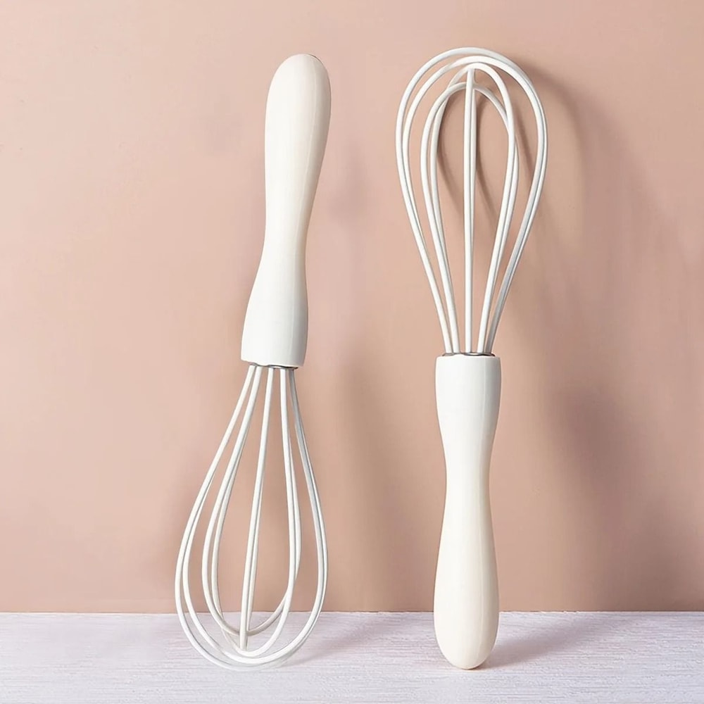 White Manual Silicone Kitchen Whisk 0