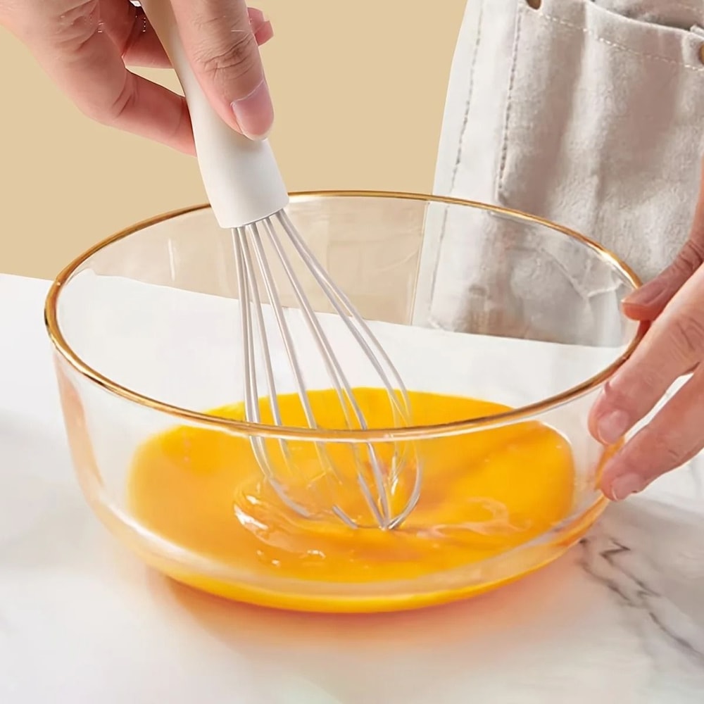 White Manual Silicone Kitchen Whisk 2