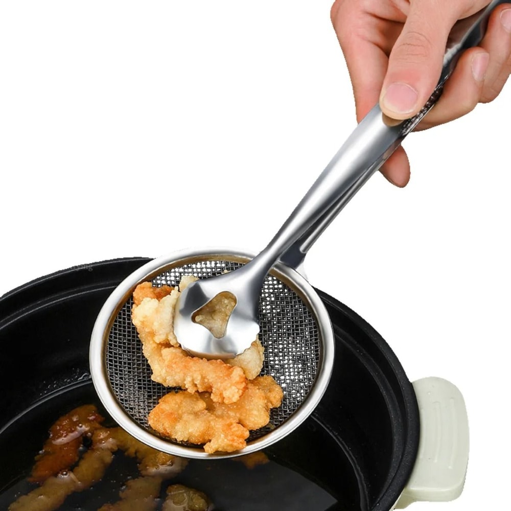 Stainless Steel Food Strainer And Frying Tongs 4