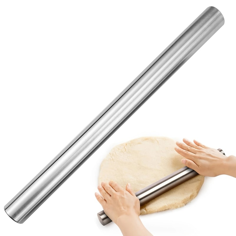 Stainless Steel Dough And Pizza Rolling Pin 0