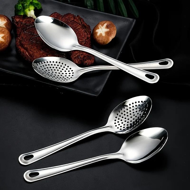 Stainless Steel Kitchen Colander And Skimmer Spoon 4