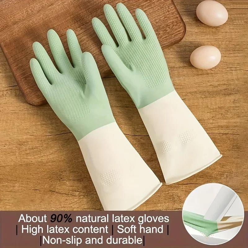 Two Color Durable Rubber Dishwashing Gloves 0