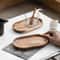 Natural Solid Wood Round Dessert Plate 0