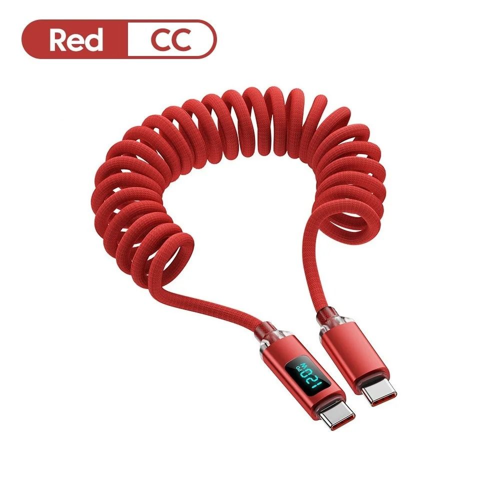 120W 6A Spring Retractable USB C Fast Charging Cable 6