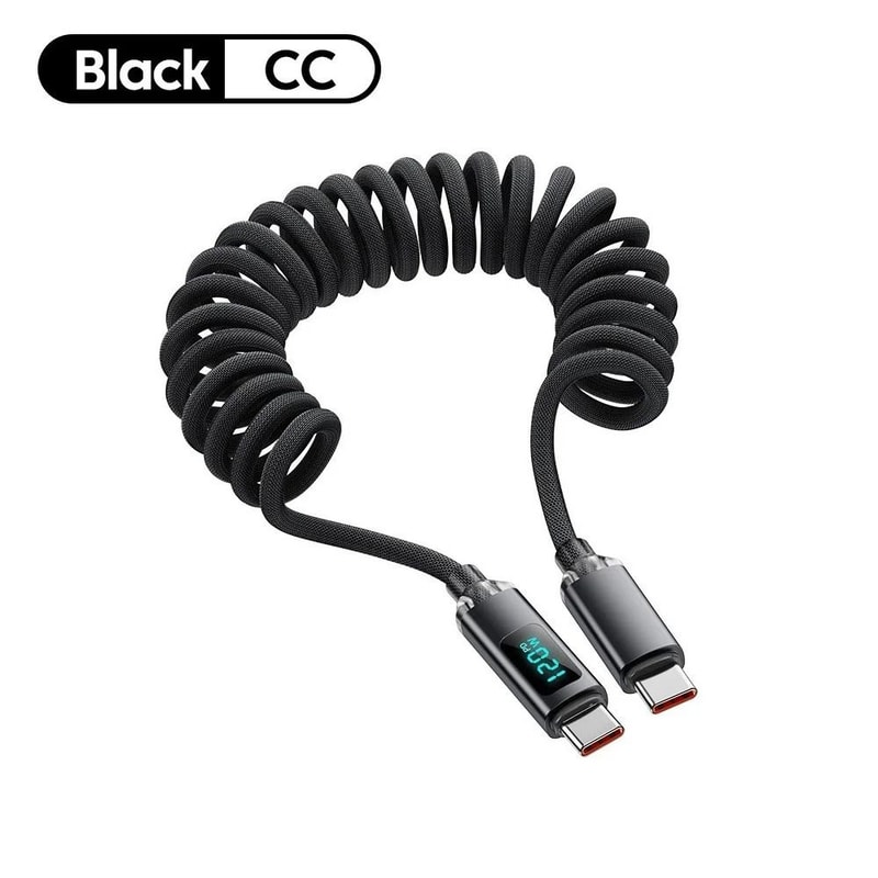 120W 6A Spring Retractable USB C Fast Charging Cable 7