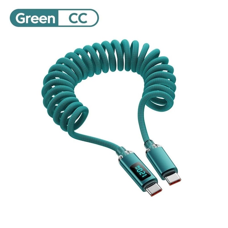 120W 6A Spring Retractable USB C Fast Charging Cable 8