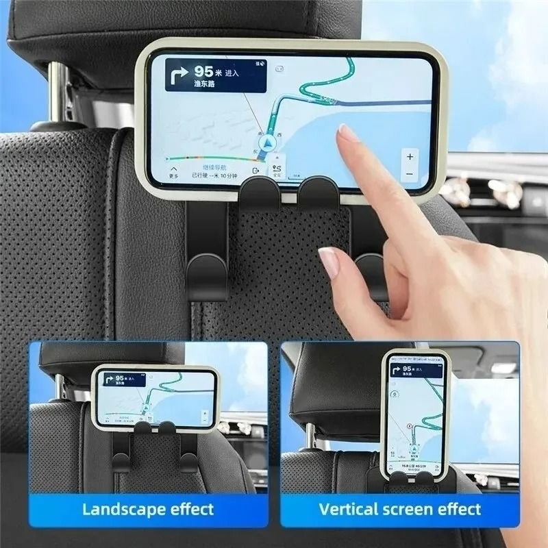 2in1 Universal Car Back Seat Phone Holder And Storage Hook 1