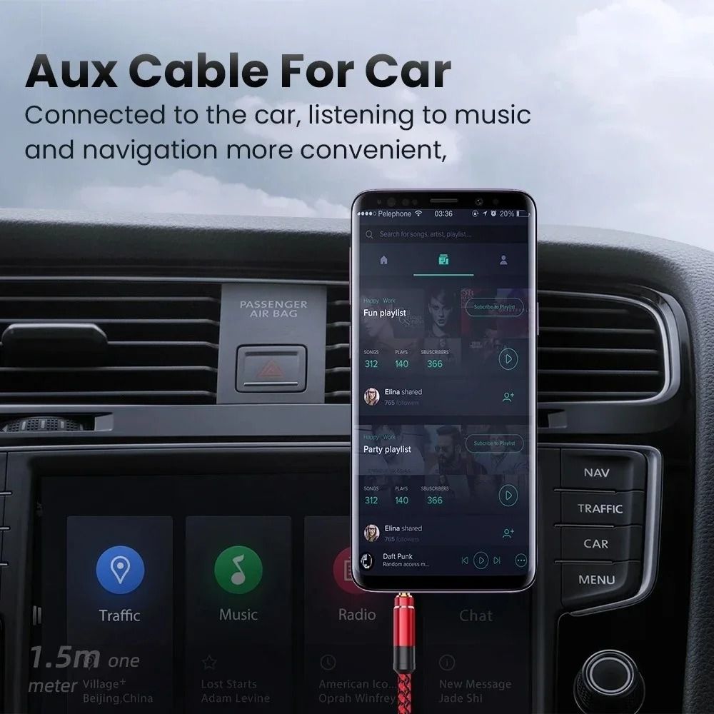 Universal 35mm MaletoMale Auxiliary Audio Cable 2
