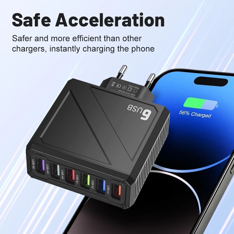 6 Port High Capacity Universal USB Wall Charger 1