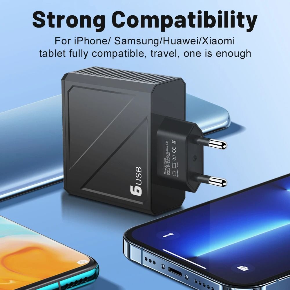 6 Port High Capacity Universal USB Wall Charger 5