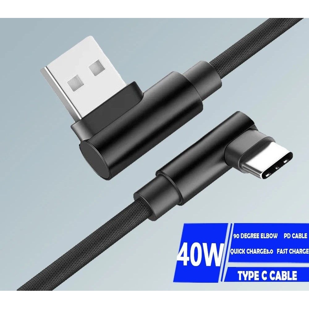 40W 5A High Speed 90 Degree Elbow Type C Charging Cable 0