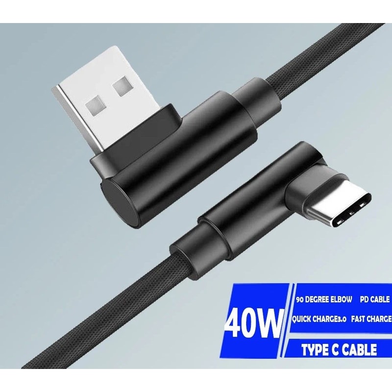 40W 5A High Speed 90 Degree Elbow Type C Charging Cable 0